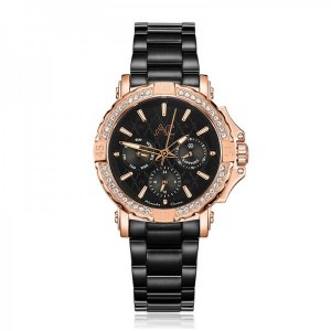 Alexandre Christie AC 9205 Rosegold Black Diamond Ring BFBBRBADR